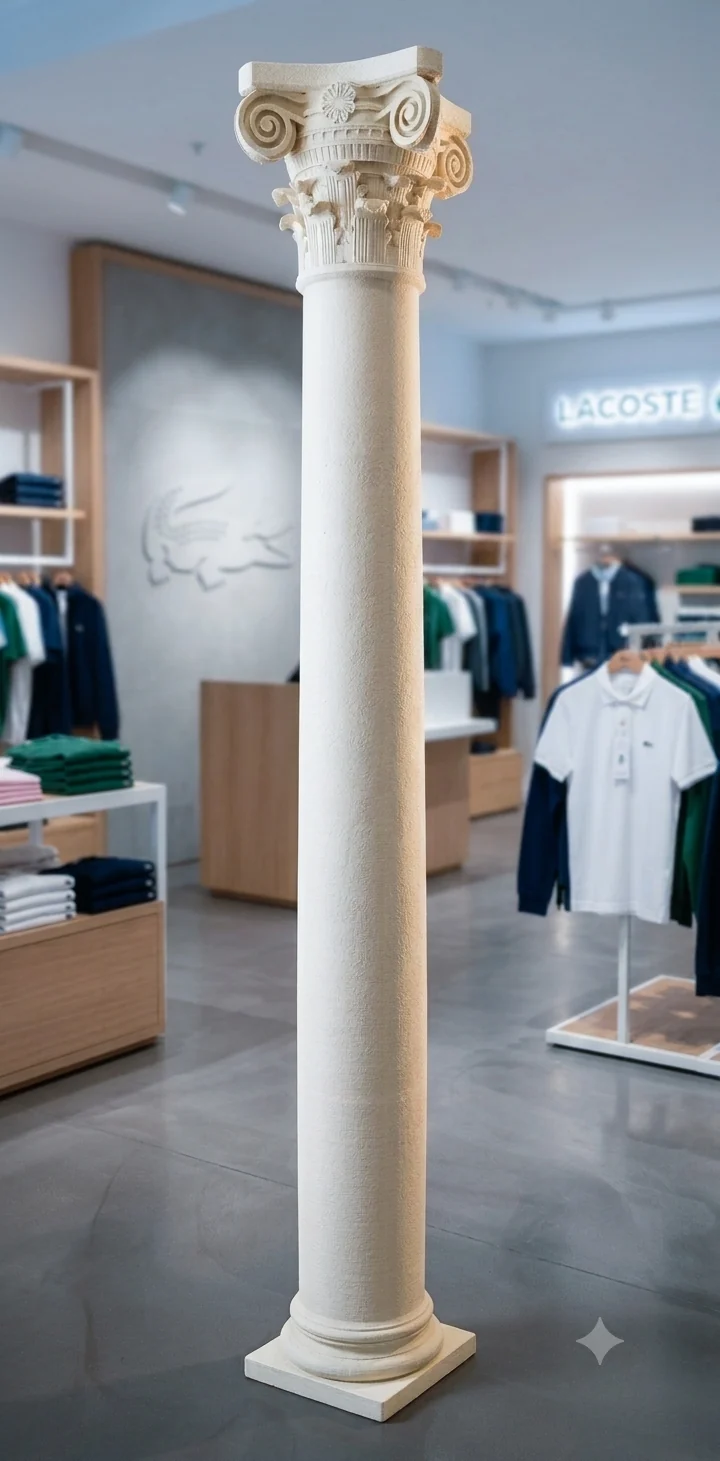 Columna jónica de gran formato fabricada para local Lacoste