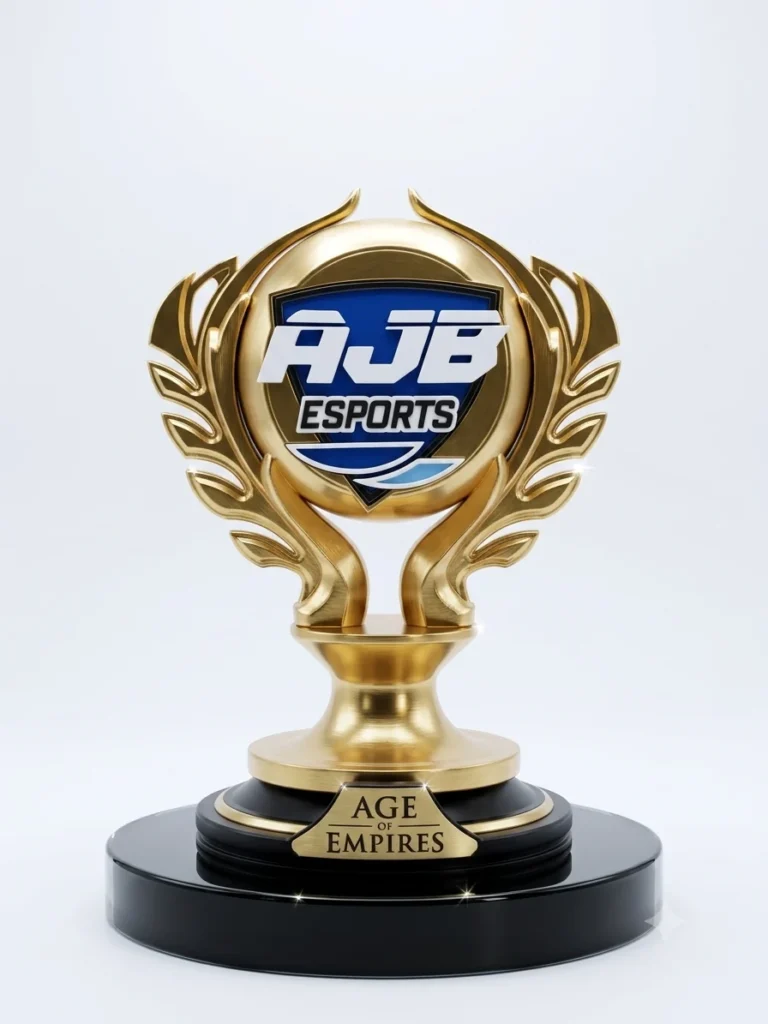 Trofeo dorado con laureles para torneo de esports