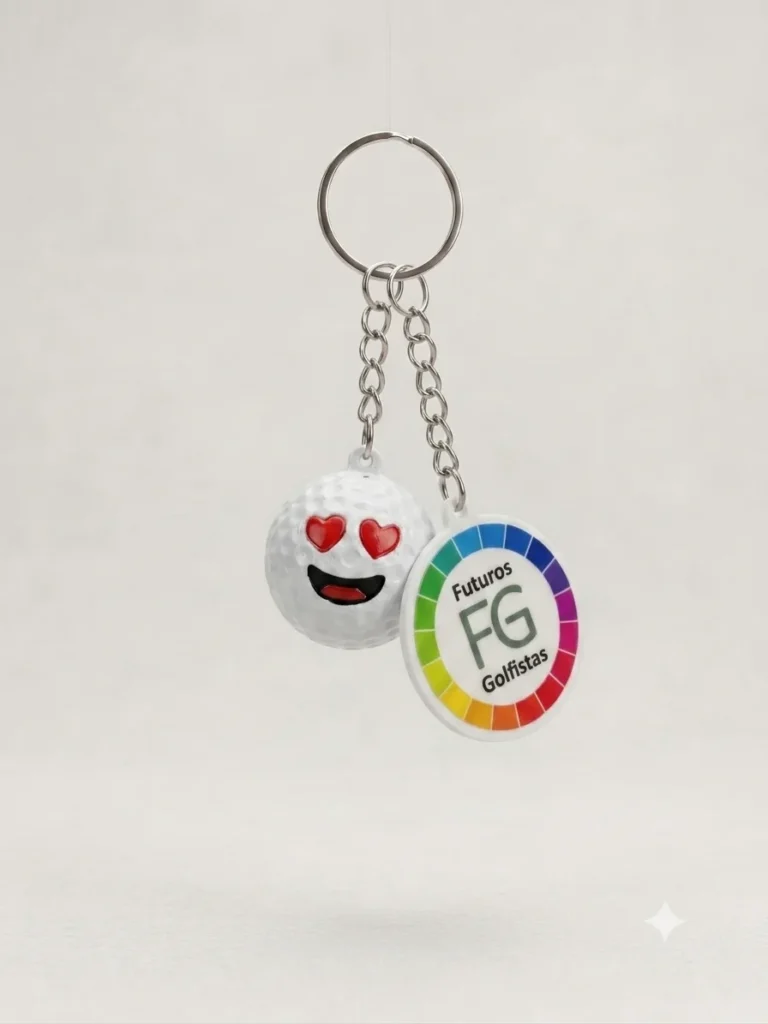 Llavero circular a todo color para la campaña Futuros Golfistas