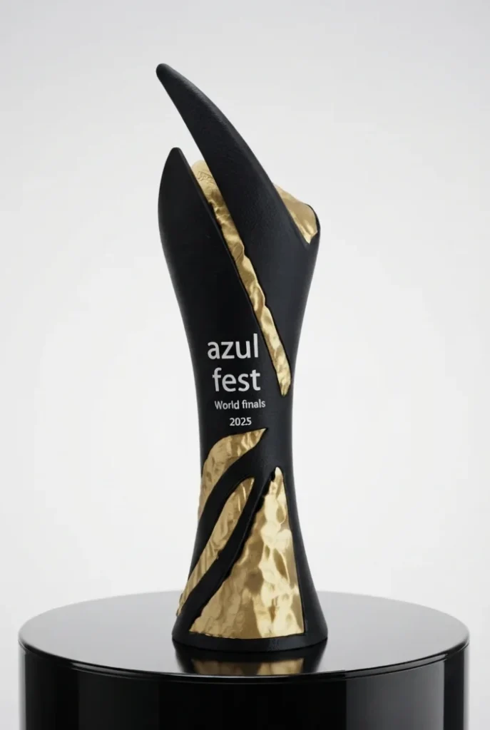 Trofeo negro y dorado para un campeonato internacional de danza