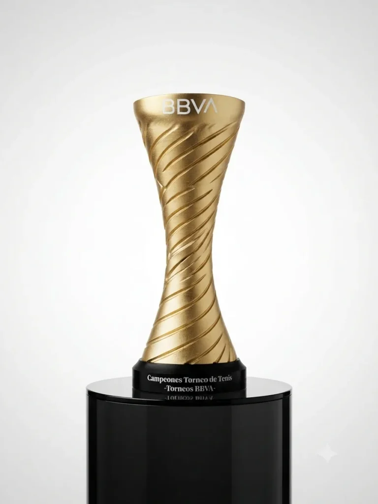 Trofeo dorado texturado para los campeonatos deportivos internos de BBVA